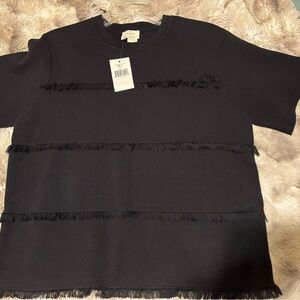 Kate Spade Fringe Short Sleeve Sweater M